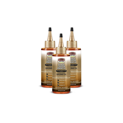 African Pride Black Castor Miracle Hair & Scalp Sealing Oil - Locks in Moisture & Soothes, Contains Black Castor/Tea Tree/Soybean Oil, 6 oz