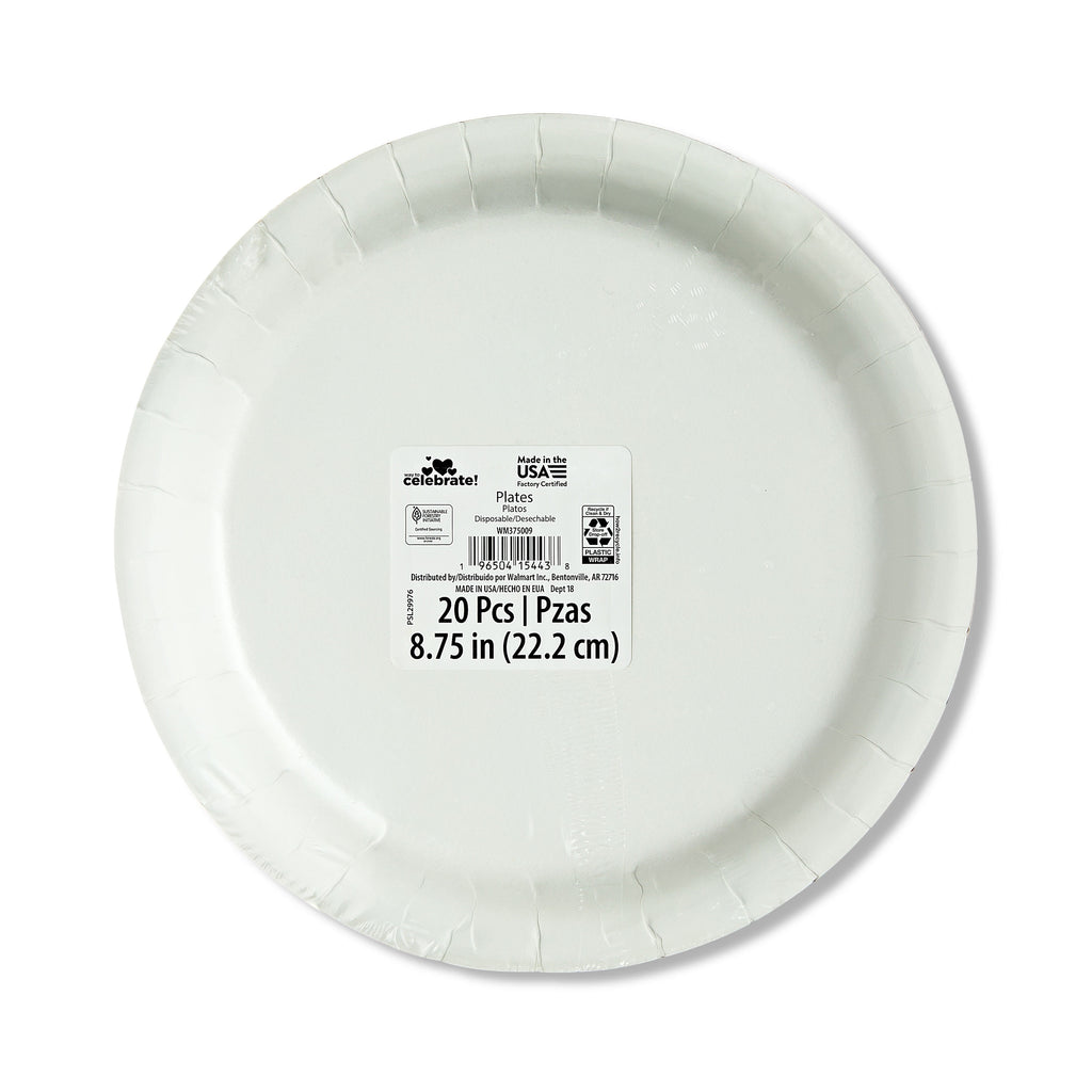 Valentine's Day Smiley Face Disposable Paper Plates, Multicolor, 8.75 in, 20 Count, by Way To Celebrate