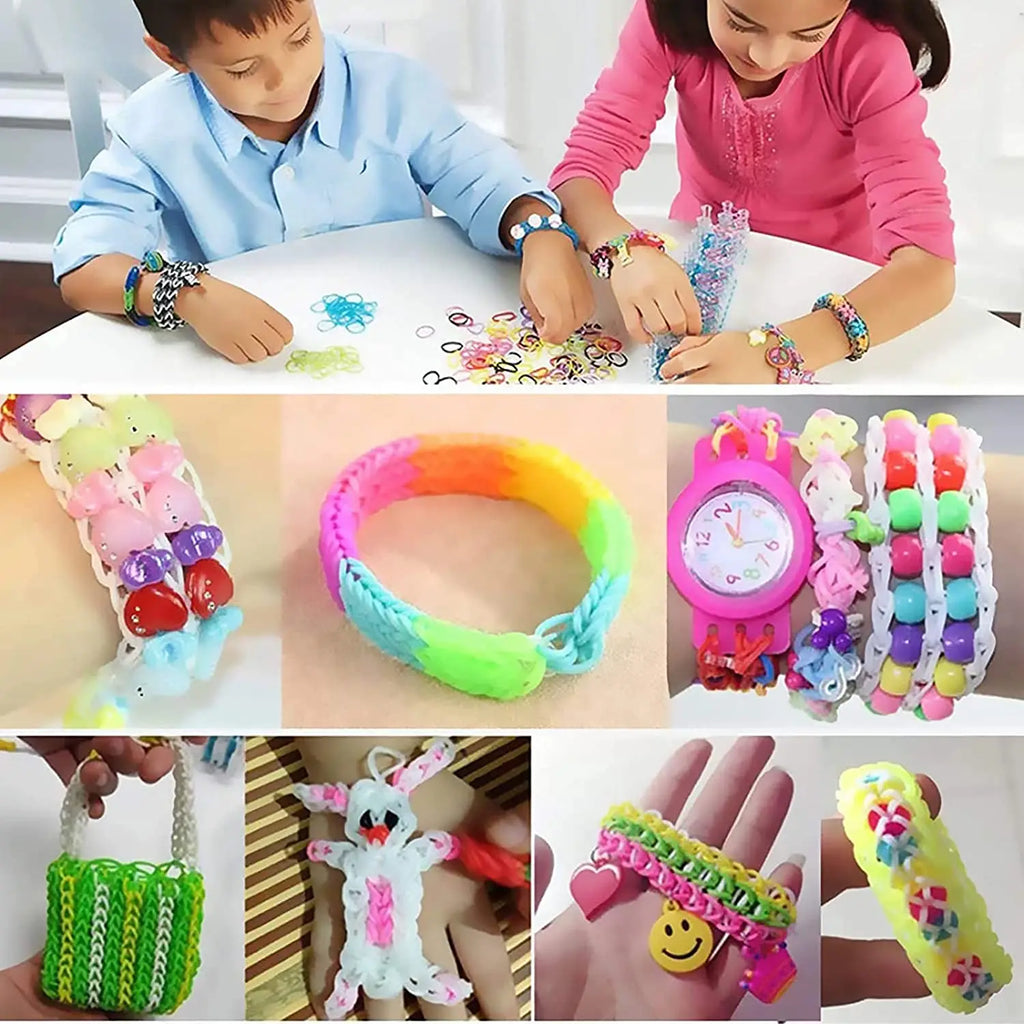 600pcs Loom Bands Colorful Loom Rubber Bands Set 12 Colours DIY Rubber Bands Bracelet Making Kit Gift for Girls Kids Art Craft