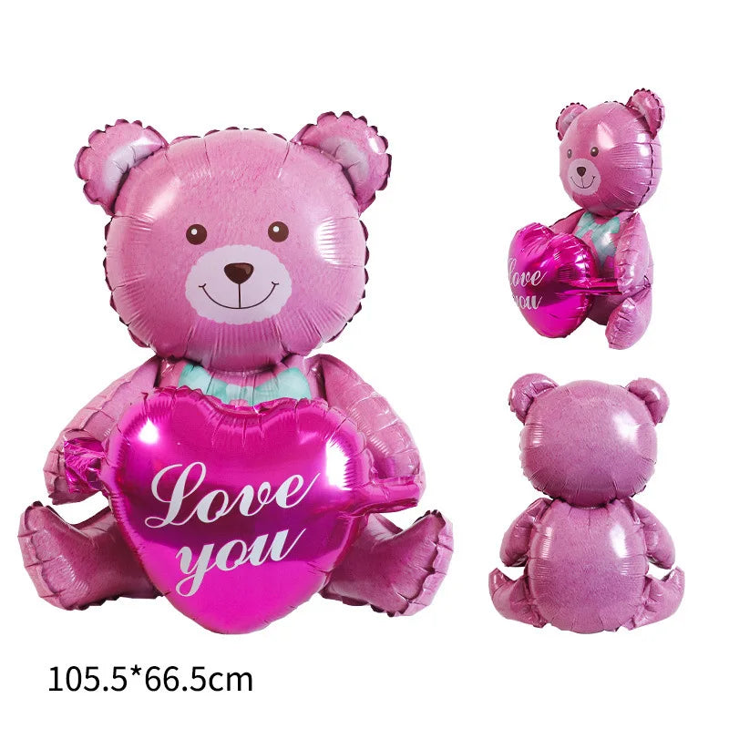 Valentine's Day Decor Giant 40inch Teddy Bear Balloon,Valentine's Day Banner,Love Heart Balloon,Wedding,Bridal Shower Decoration