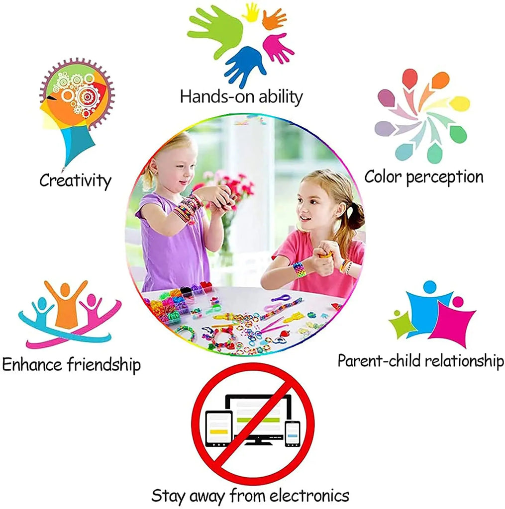 600pcs Loom Bands Colorful Loom Rubber Bands Set 12 Colours DIY Rubber Bands Bracelet Making Kit Gift for Girls Kids Art Craft