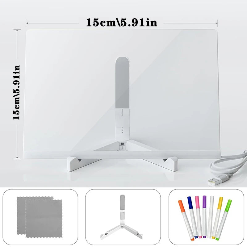 Glowing Acrylic Marker Board Children Drawing Toys Erasable LED Luminous Message Board DIY Colored Graffiti Coloring Craft Toys