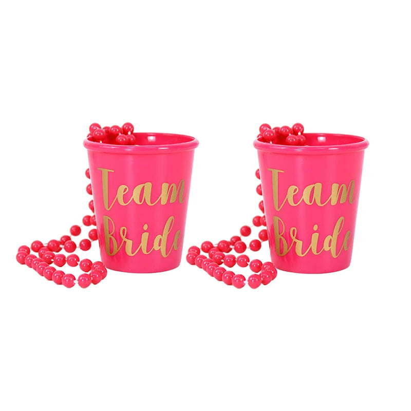 Team Bride To Be Cup Bachelorette Hen Party Plastic Shot Glasses Necklace For Wedding Bridal Shower Party Decor Bridesmaids Gift