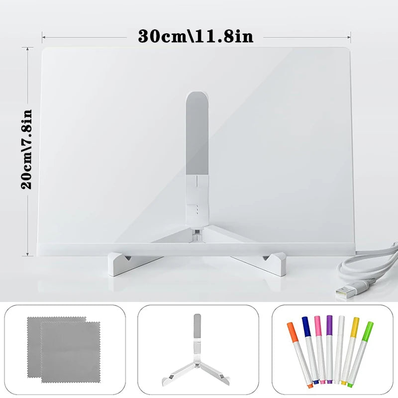 Glowing Acrylic Marker Board Children Drawing Toys Erasable LED Luminous Message Board DIY Colored Graffiti Coloring Craft Toys