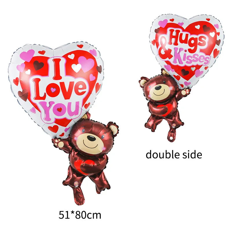 Valentine's Day Decor Giant 40inch Teddy Bear Balloon,Valentine's Day Banner,Love Heart Balloon,Wedding,Bridal Shower Decoration
