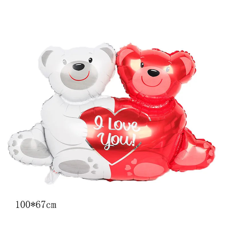 Valentine's Day Decor Giant 40inch Teddy Bear Balloon,Valentine's Day Banner,Love Heart Balloon,Wedding,Bridal Shower Decoration