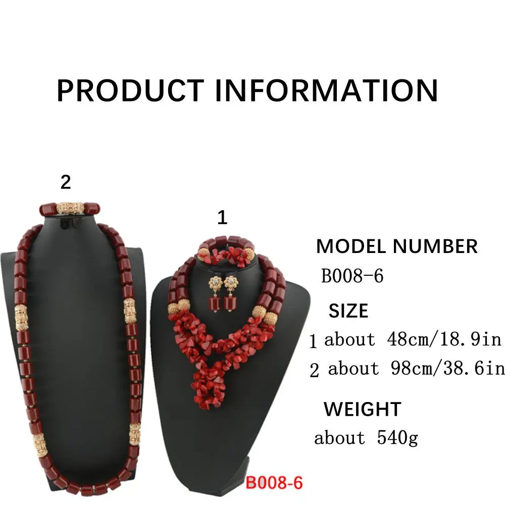 Traditional Nigerian Wedding Artificial Coral Beads Bridal Jewelry Sets African Beads Jewelry Necklace Set