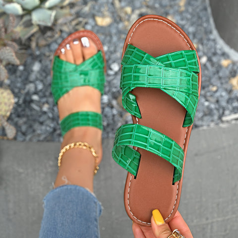 Plus Size Slippers Cross-strap Flat Slippers