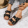 Women's Round Head Soft Bottom Double Buckle One-word Outer Wear Beach Slippers