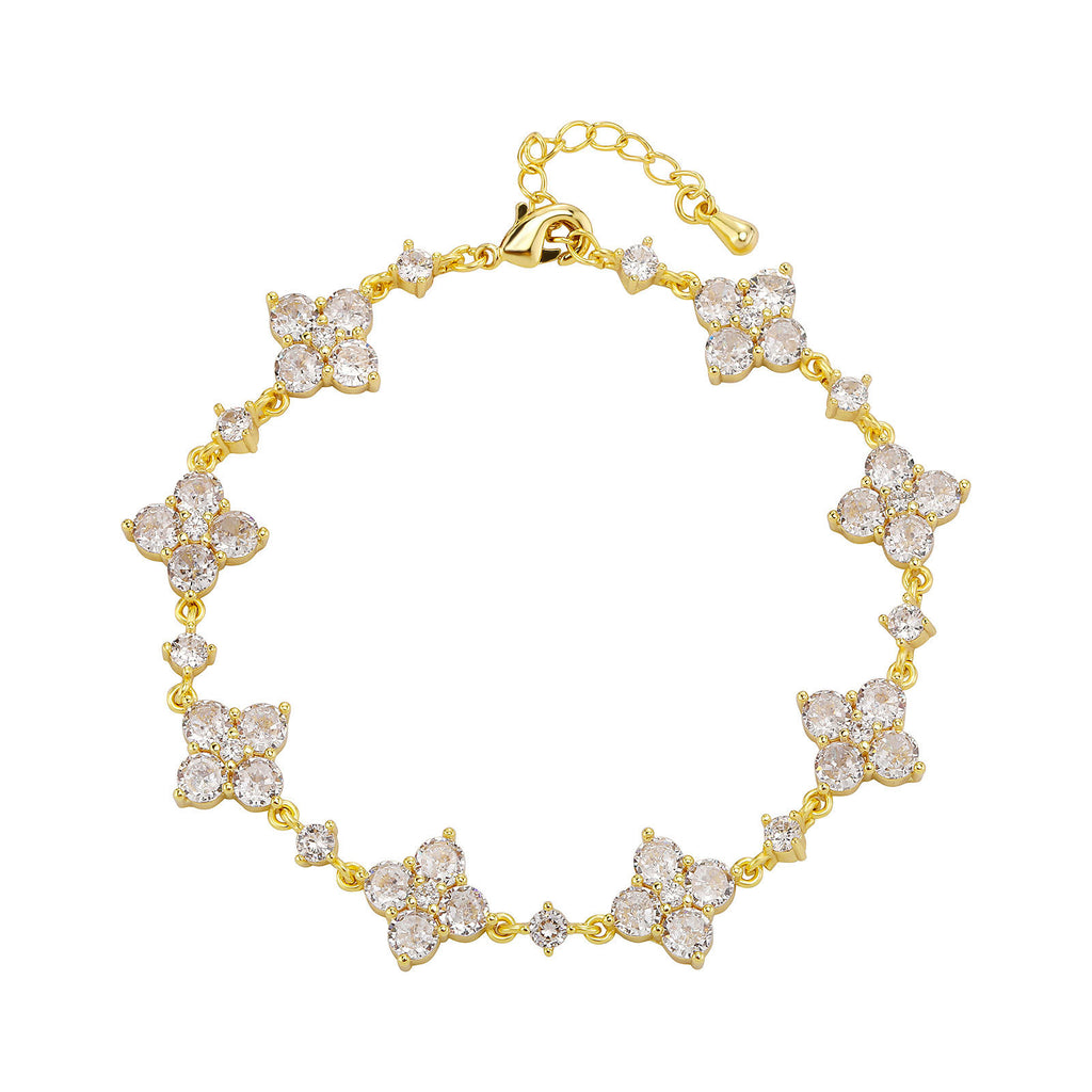 Flower Rhinestone Bracelet Light Luxury Sparking Zirconium High-grade Niche Bracelet Hand Jewelry