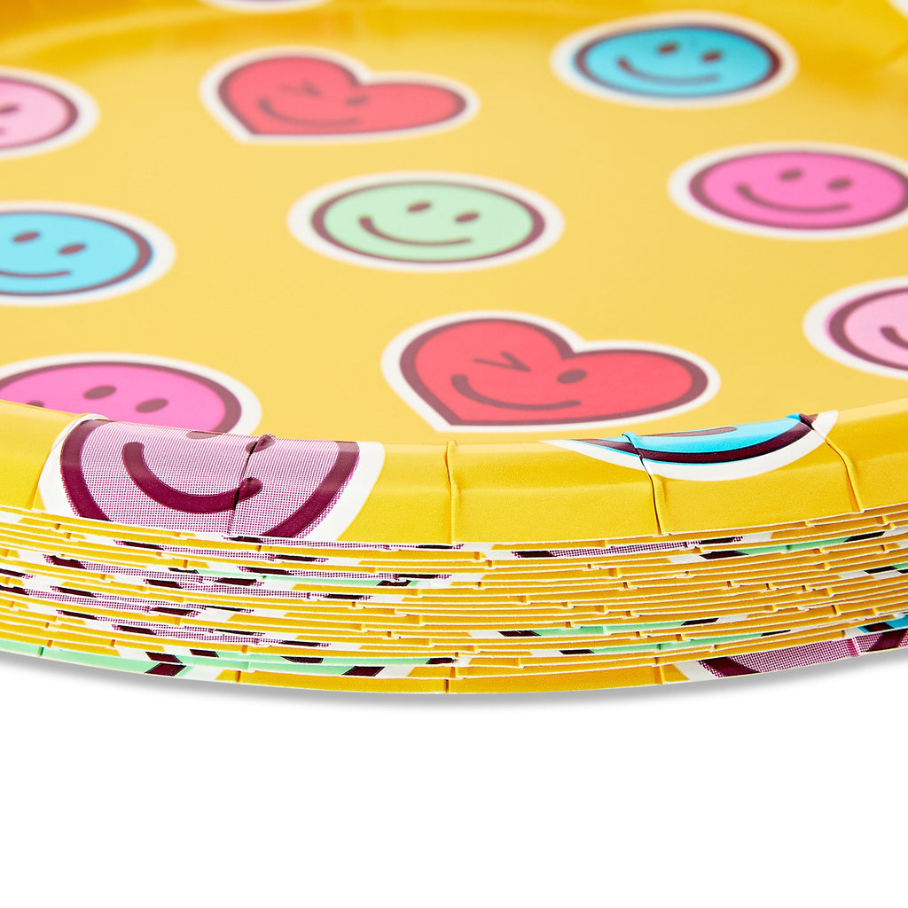 Valentine's Day Smiley Face Disposable Paper Plates, Multicolor, 8.75 in, 20 Count, by Way To Celebrate