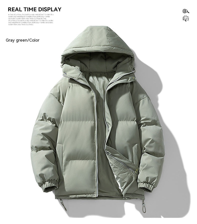 Men's Hoodie Coat Winter Fashion Solid ZIp-up Thickened Cotton-padded Jacket Casual Warm Outwear Top Clothing