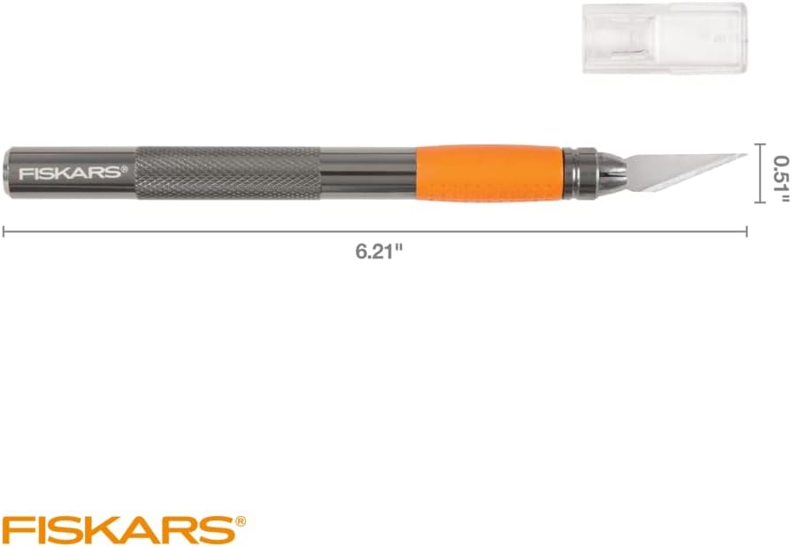 Fiskars SoftGrip Detail Craft Knife - 8" Exacto Knife for Crafting - Multi-Use Exacto Blade Included with Protective Cover