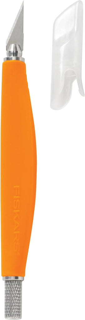 Fiskars SoftGrip Detail Craft Knife - 8" Exacto Knife for Crafting - Multi-Use Exacto Blade Included with Protective Cover