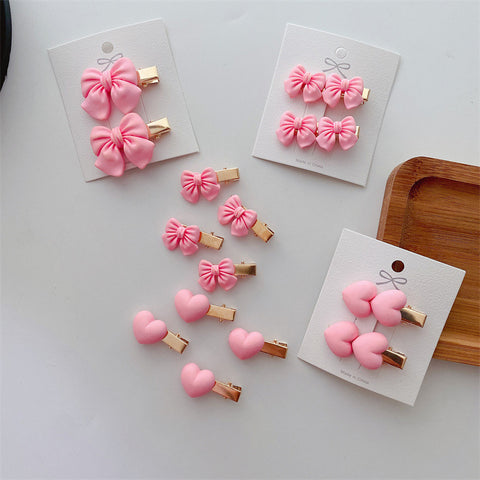 Pink Bow Heart Girls' Hairpin