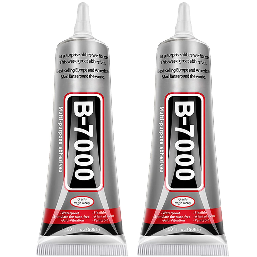 B7000 Adhesive Rhinestones Glue for Crafts, 2PCS 110ml / 3.7 fl oz B7000 Clear Glue with 5 Dotting Pen Tool, Wax Pencil and Tweezer, Jewelry Glue for DIY Craft Makeup Shoes Jewelry Making Nail Art