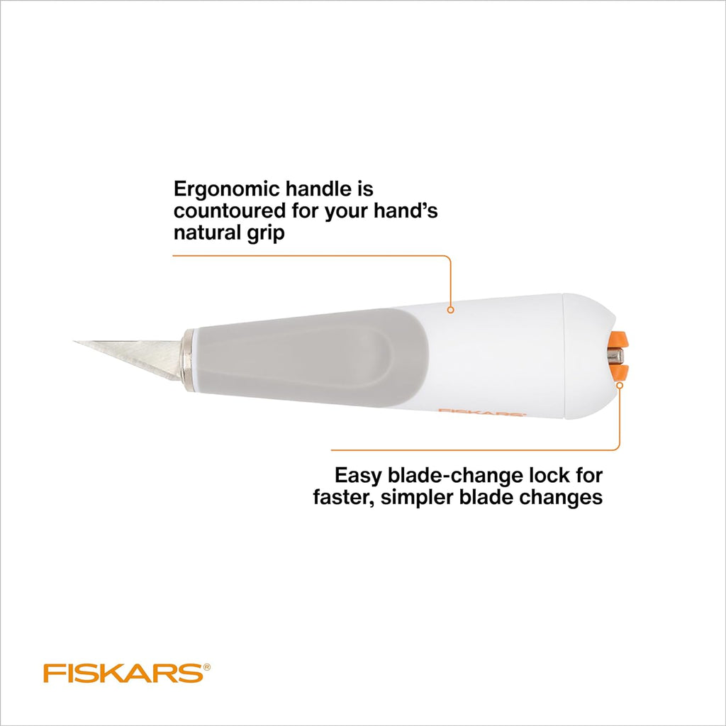 Fiskars SoftGrip Detail Craft Knife - 8" Exacto Knife for Crafting - Multi-Use Exacto Blade Included with Protective Cover