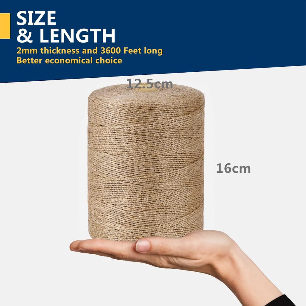 PerkHomy Natural Jute Twine 600 Feet Long Twine String for Crafts Gift Wrapping Packing Gardening Crochet Knitting Macrame Decor (Brown 2mm * 600feet)