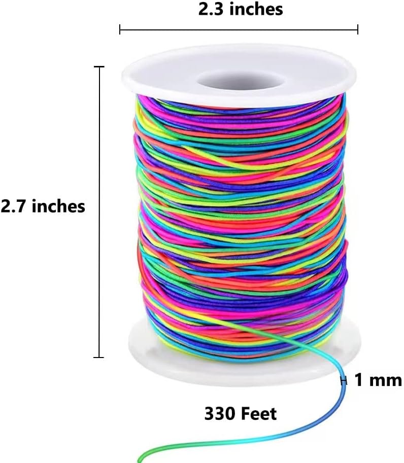 1mm Stretchy Bracelet String, Sturdy Rainbow Elastic String Elastic Cord for Jewelry Making, Necklaces, Beading and Crafts