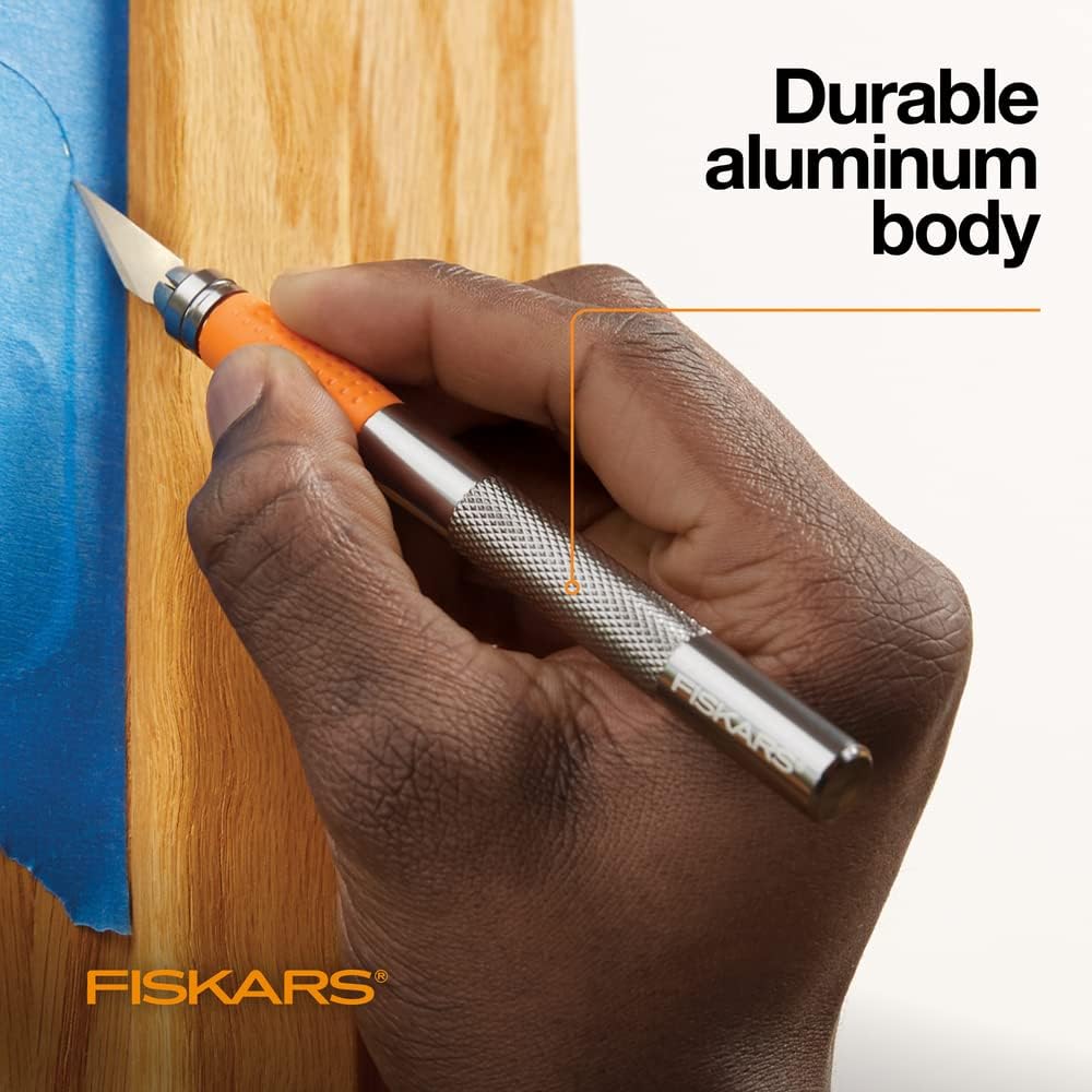 Fiskars SoftGrip Detail Craft Knife - 8" Exacto Knife for Crafting - Multi-Use Exacto Blade Included with Protective Cover