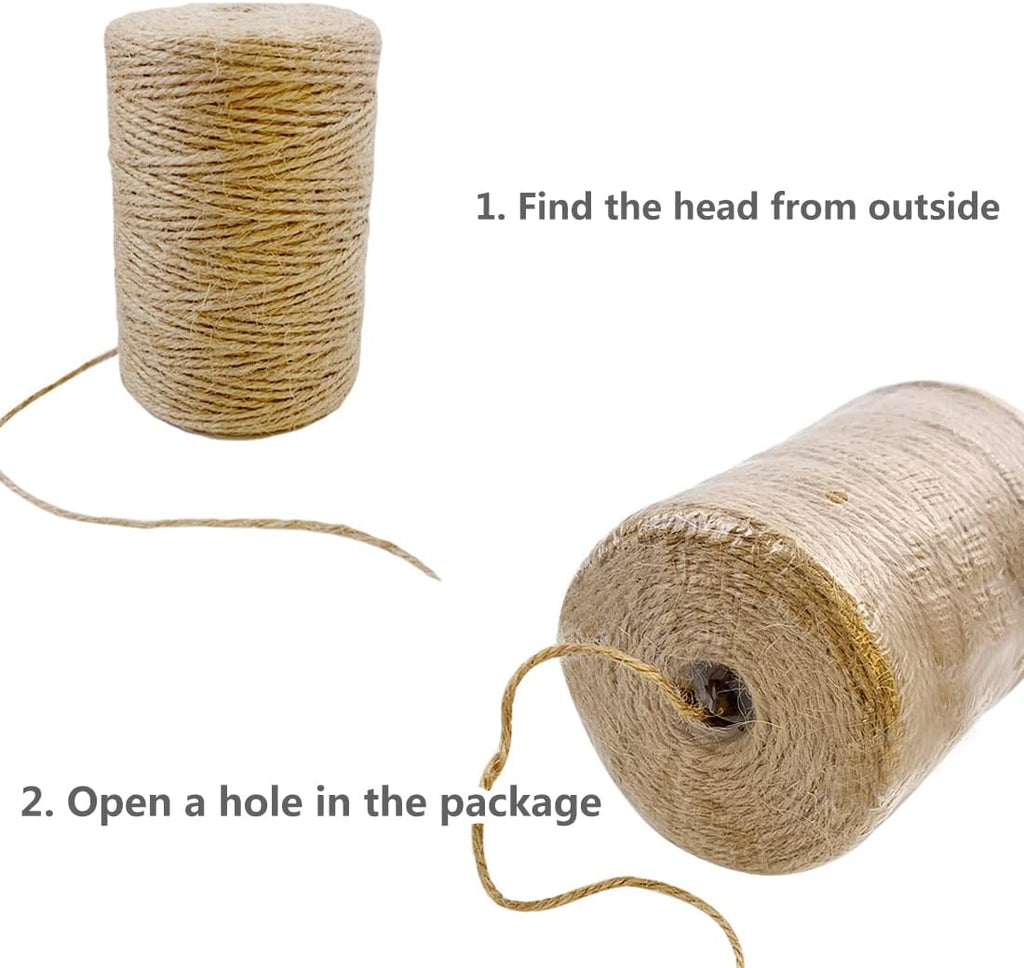 PerkHomy Natural Jute Twine 600 Feet Long Twine String for Crafts Gift Wrapping Packing Gardening Crochet Knitting Macrame Decor (Brown 2mm * 600feet)