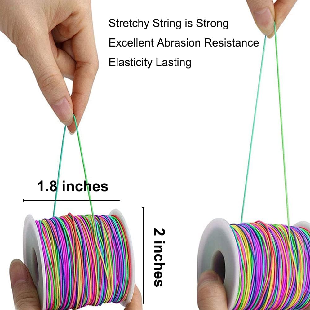 1mm Stretchy Bracelet String, Sturdy Rainbow Elastic String Elastic Cord for Jewelry Making, Necklaces, Beading and Crafts