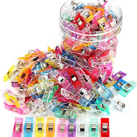 Premium Plastic Clips, 100 Pcs with Box, Sewing Notions for Sewing Quilting Supplies Crafting Tools, Assorted Colors for Craft