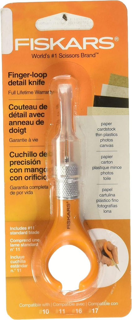 Fiskars SoftGrip Detail Craft Knife - 8" Exacto Knife for Crafting - Multi-Use Exacto Blade Included with Protective Cover