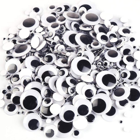 DECORA 500 Pieces 6mm -12mm Black Wiggle Googly Eyes with Self-Adhesive Backs for DIY Crafts Doll Making Sewing Supplies