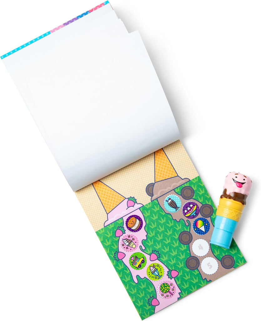 Melissa & Doug Sticker WOW!™ 24-Page Activity Pad and Sticker Stamper, 300 Stickers, Arts and Crafts Fidget Toy Collectible Character – Unicorn - FSC Certified