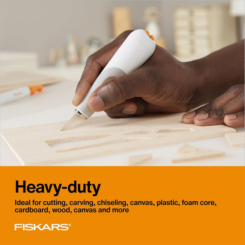 Fiskars SoftGrip Detail Craft Knife - 8" Exacto Knife for Crafting - Multi-Use Exacto Blade Included with Protective Cover