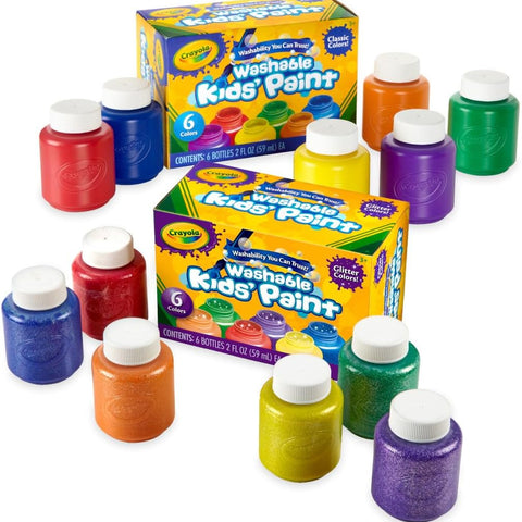 Crayola Washable Kids Paint (6ct), Paint Set for Kids, Assorted Bold Colors, Arts & Crafts Supplies for Kids, Nontoxic, Toddler Gifts