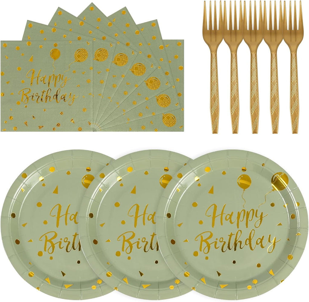 75PCS Paper Plates and Napkins Set - White and Gold Dot Disposable Party Dinnerware Includes Paper Plates, Napkins, Forks Decorations for Birthdays, Graduations, Weddings and Holidays, Serves 25