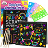 ZMLM Scratch Paper Art-Crafts Gift: 2 Pack Rainbow Notebooks Supplies Toys for 3 4 5 6 7 8 9 10 Years Old Girls and Boys Kids Valentines Day Gifts Birthday Party Games Easter Basket Stuffers (Pink)