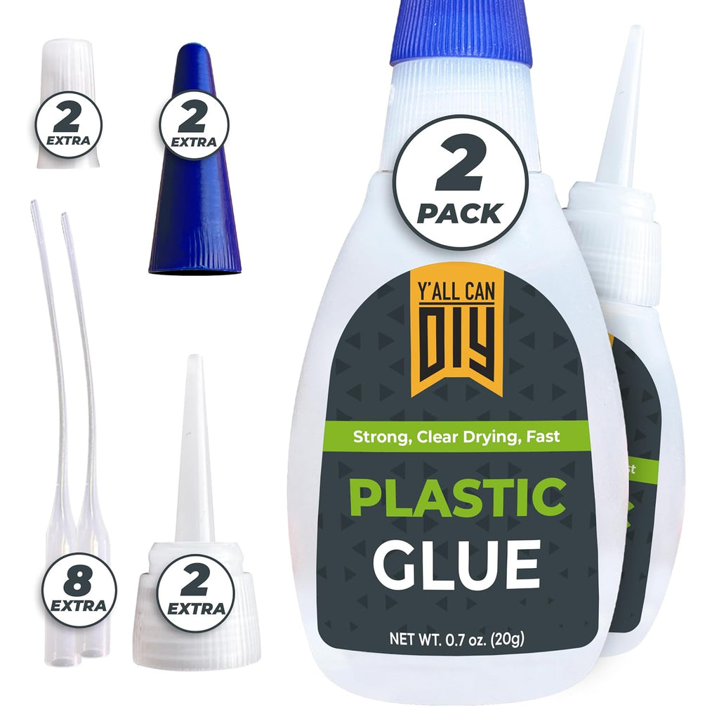 Y'allCanDiy Super Glue for Plastic 20g (.7 oz) - Heavy Duty Glue for Legos & Miniatures. Adhesive for PLA, 3D Printing, Toys, Car, ABS, PVC, DIY Kits.