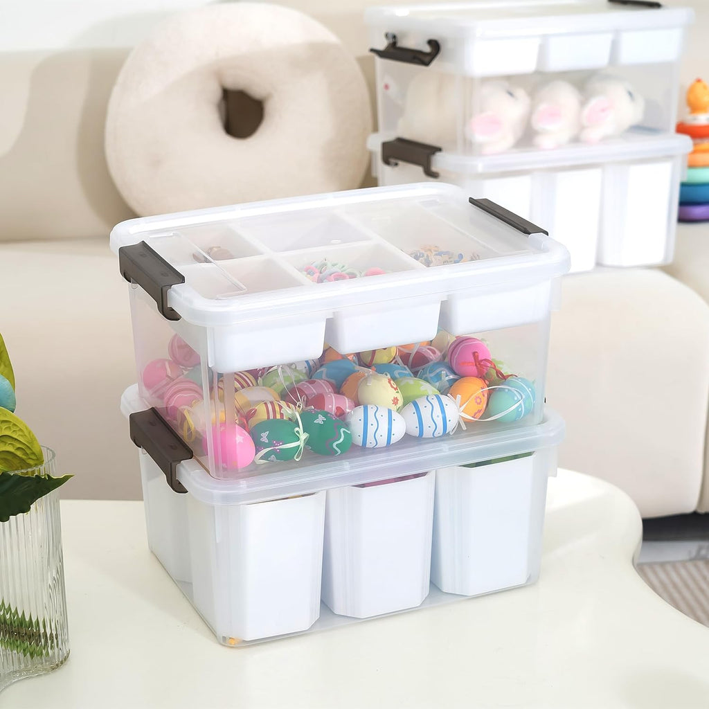 Citylife 17 QT Plastic Storage Box with Removable Tray Craft Organizers and Storage Clear Storage Container for Organizing Bead, Tool, Sewing, Playdoh