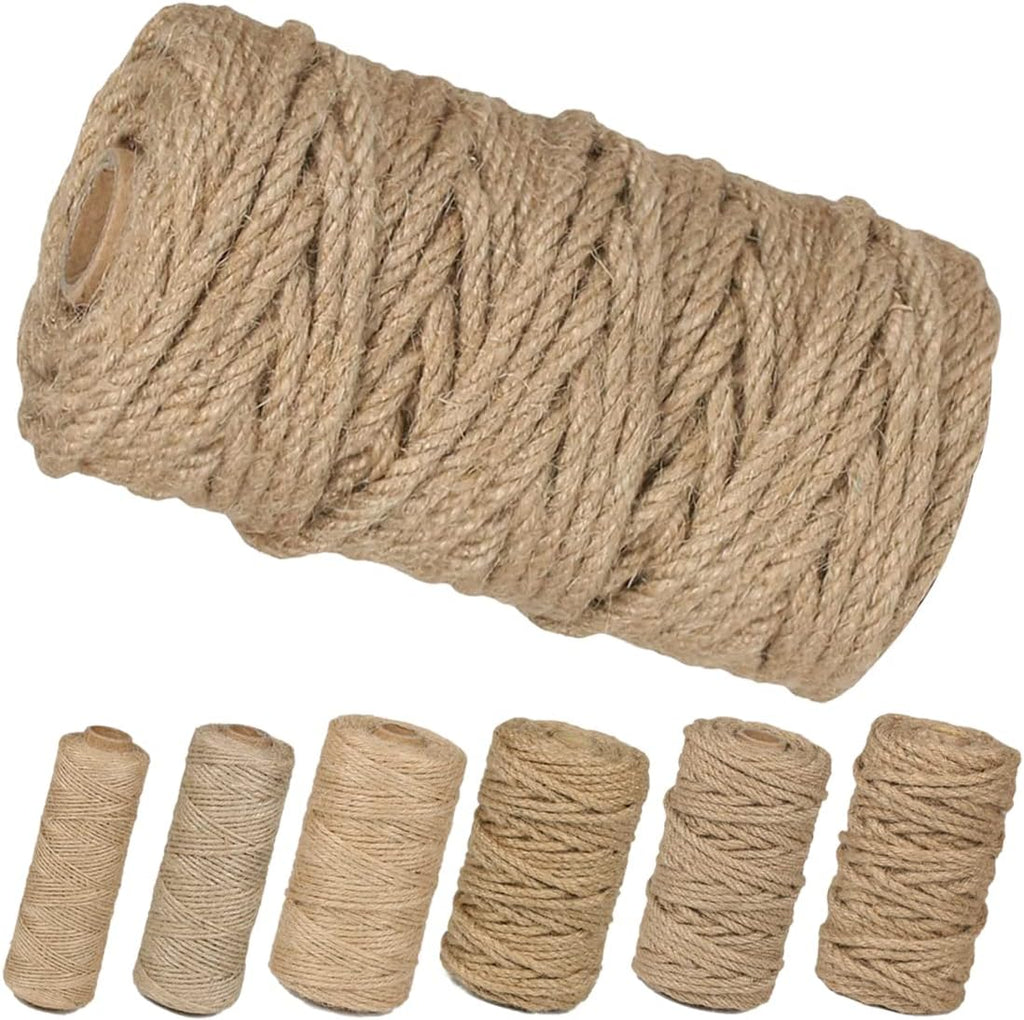 PerkHomy Natural Jute Twine 600 Feet Long Twine String for Crafts Gift Wrapping Packing Gardening Crochet Knitting Macrame Decor (Brown 2mm * 600feet)