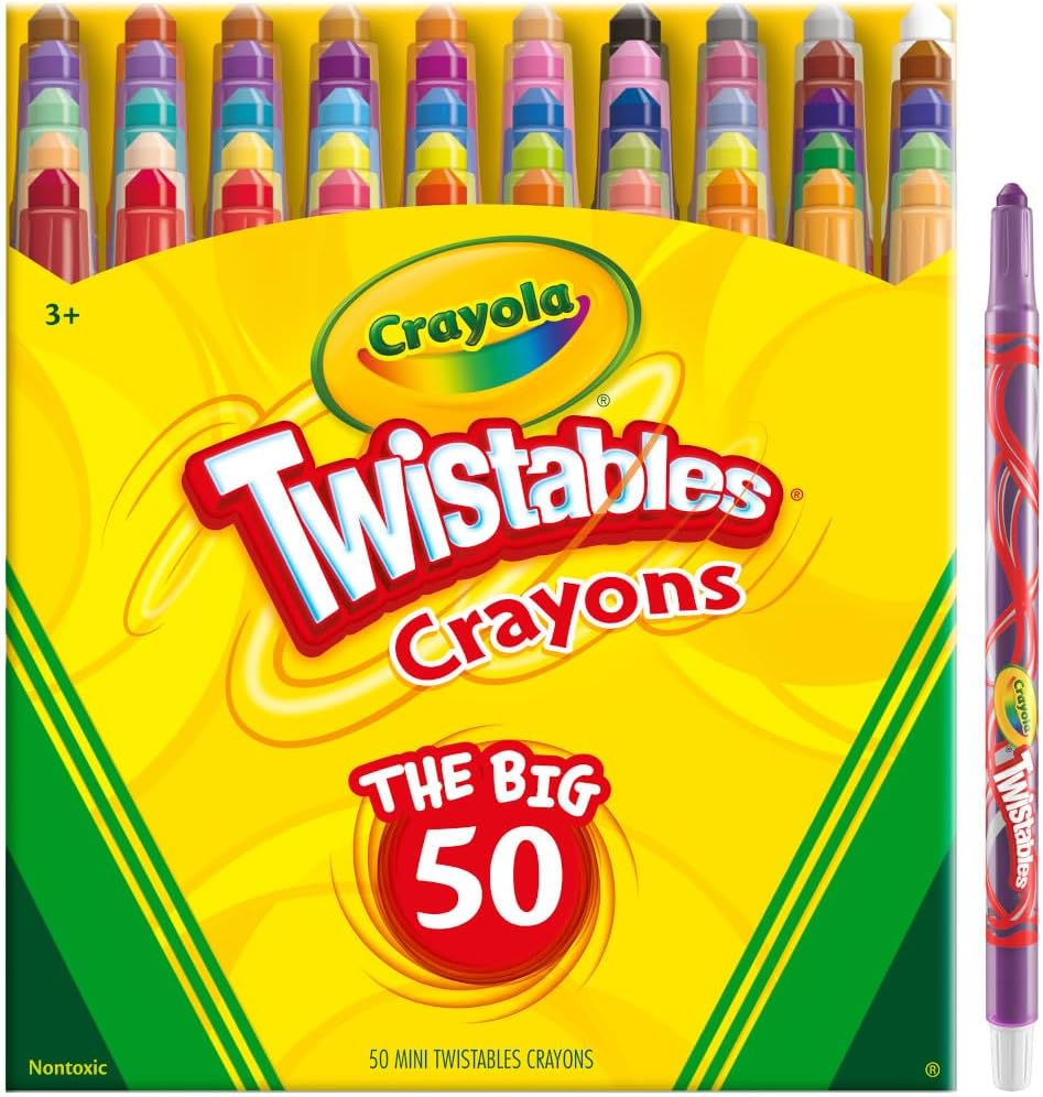 Crayola Mini Twistables Crayons (50ct), Crayons for Kids, Arts & Crafts Supplies, Toddler Crayons for Coloring Books, Gifts for Kids