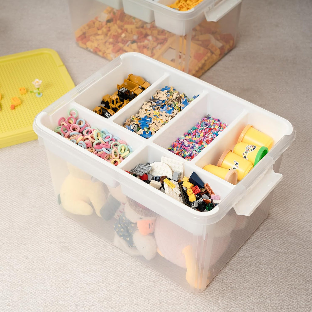 Citylife 17 QT Plastic Storage Box with Removable Tray Craft Organizers and Storage Clear Storage Container for Organizing Bead, Tool, Sewing, Playdoh