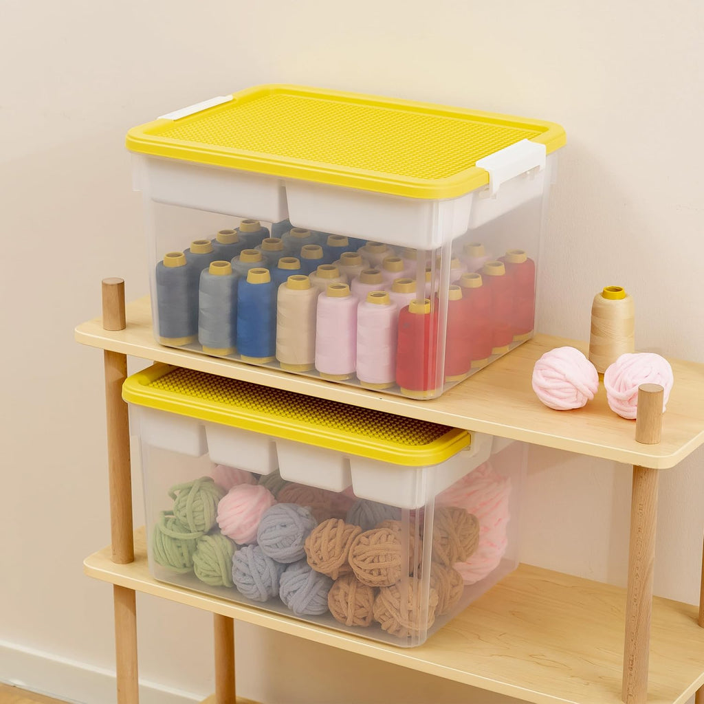 Citylife 17 QT Plastic Storage Box with Removable Tray Craft Organizers and Storage Clear Storage Container for Organizing Bead, Tool, Sewing, Playdoh