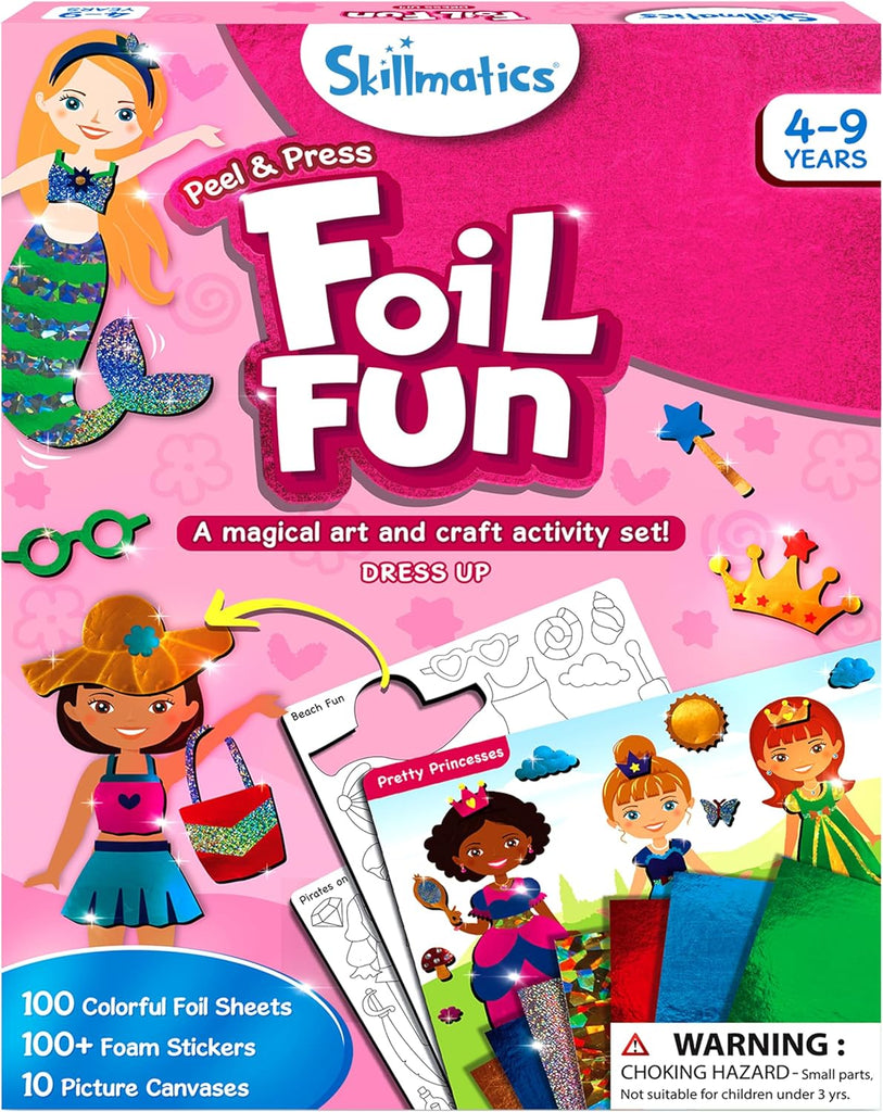 Skillmatics Art & Craft Activity - Foil Fun Unicorns & Princesses, No Mess Art for Kids, Craft Kits & Supplies, DIY Creative Activity, Gifts for Girls & Boys Ages 4, 5, 6, 7, 8, 9, Travel Toys