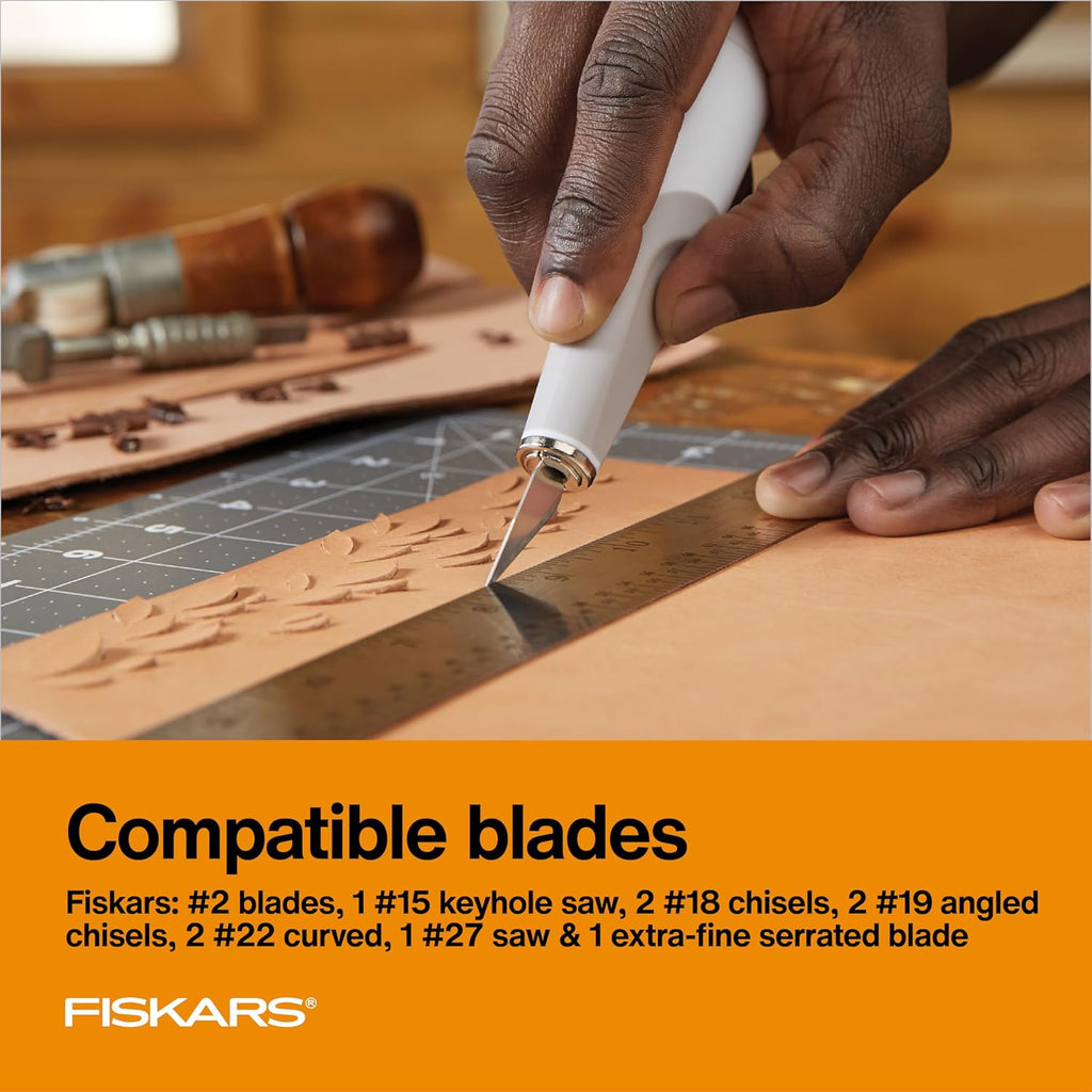 Fiskars SoftGrip Detail Craft Knife - 8" Exacto Knife for Crafting - Multi-Use Exacto Blade Included with Protective Cover