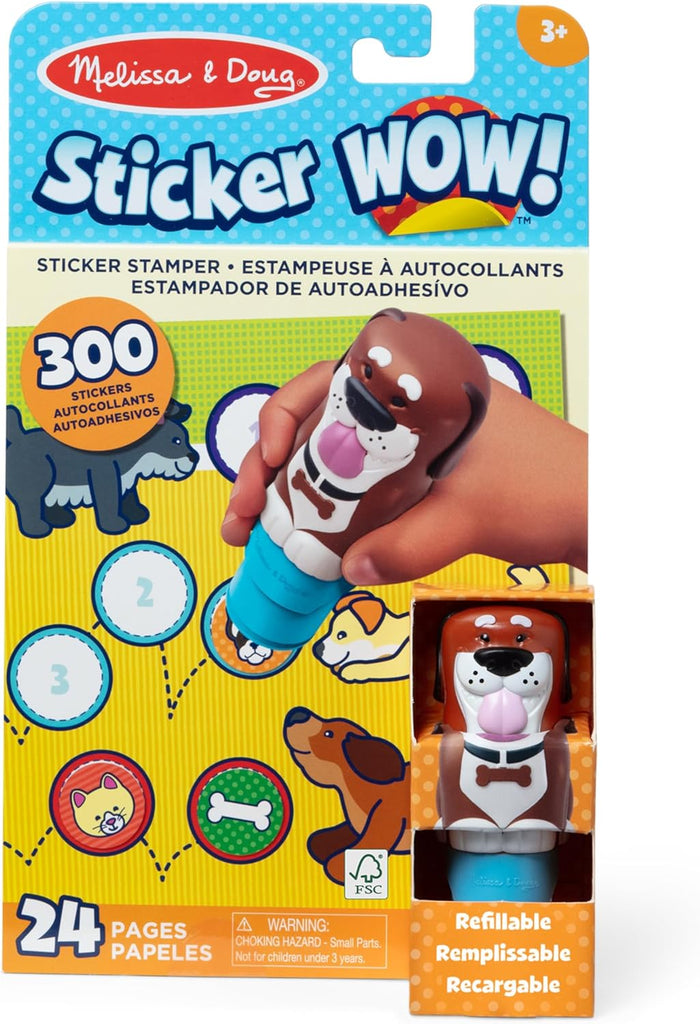 Melissa & Doug Sticker WOW!™ 24-Page Activity Pad and Sticker Stamper, 300 Stickers, Arts and Crafts Fidget Toy Collectible Character – Unicorn - FSC Certified