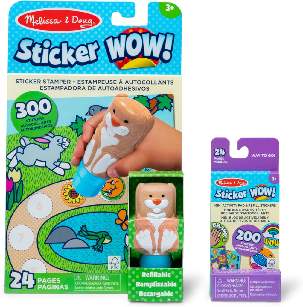 Melissa & Doug Sticker WOW!™ 24-Page Activity Pad and Sticker Stamper, 300 Stickers, Arts and Crafts Fidget Toy Collectible Character – Unicorn - FSC Certified