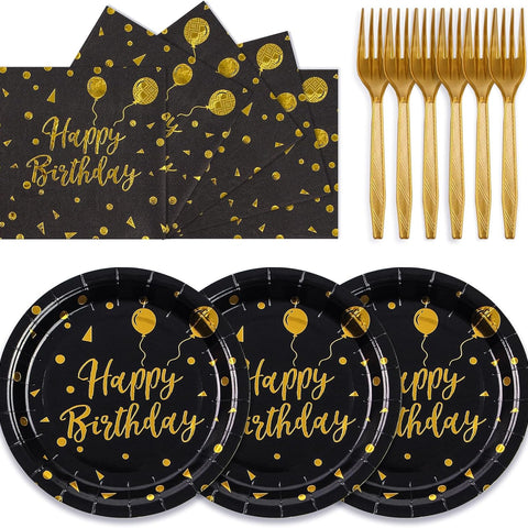 75PCS Paper Plates and Napkins Set - White and Gold Dot Disposable Party Dinnerware Includes Paper Plates, Napkins, Forks Decorations for Birthdays, Graduations, Weddings and Holidays, Serves 25