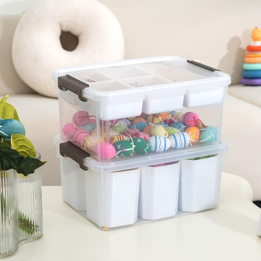 Citylife 17 QT Plastic Storage Box with Removable Tray Craft Organizers and Storage Clear Storage Container for Organizing Bead, Tool, Sewing, Playdoh