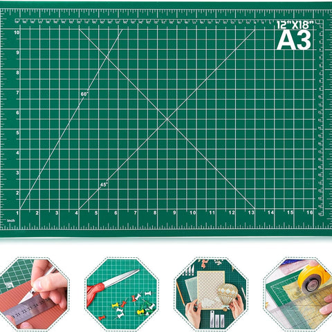 anezus Self Healing Sewing Mat, 12inch x 18inch Rotary Cutting Mat Double Sided 5-Ply Craft Cutting Board for Sewing Crafts Hobby Fabric Precision Scrapbooking Project