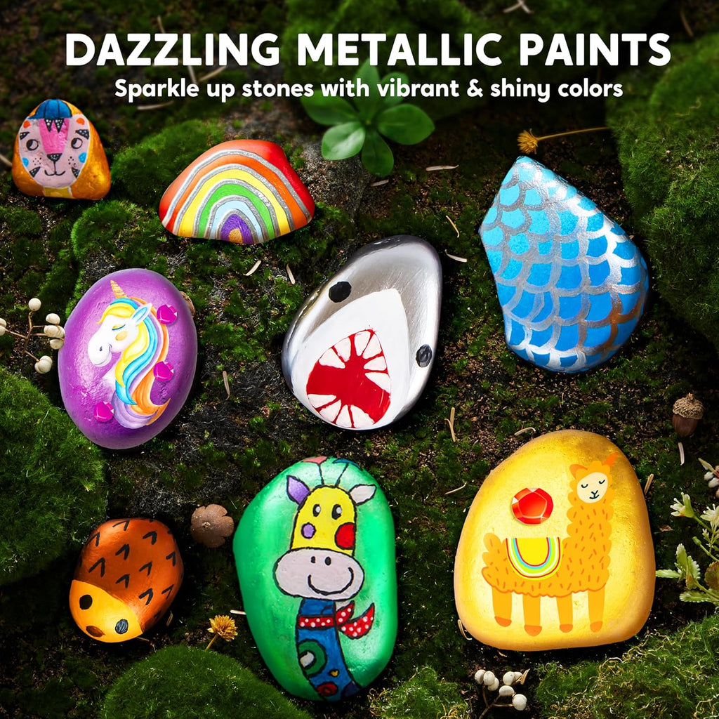 JOYIN Rock Painting Kit- Glow in The Dark Rock Kit, Arts and Crafts for Kids Ages 6-12, Art Supplies Toy, Kids Craft Paint Kits, Arts & Crafts for Boys Girls Birthday Party Gift Toy