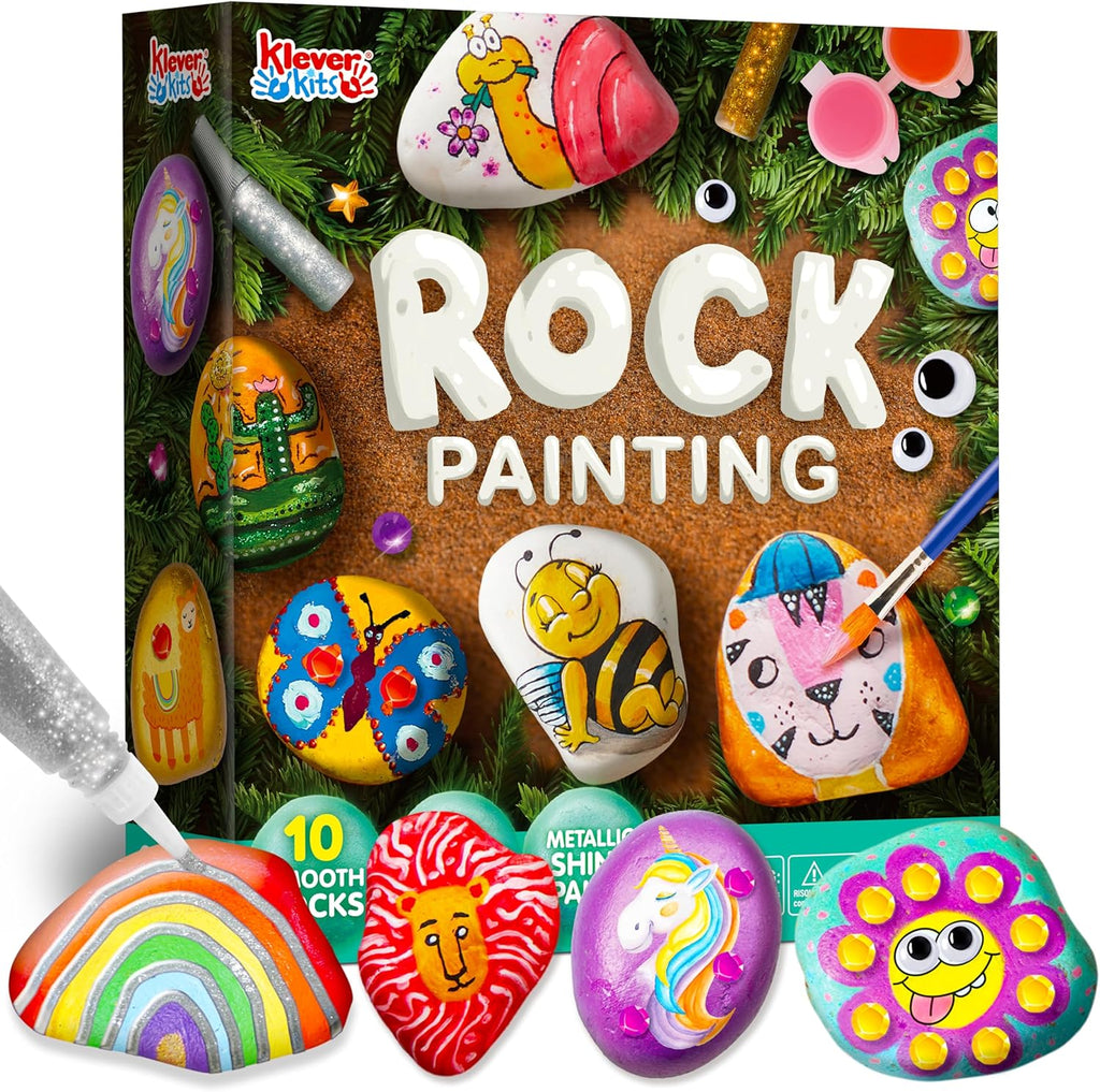 JOYIN Rock Painting Kit- Glow in The Dark Rock Kit, Arts and Crafts for Kids Ages 6-12, Art Supplies Toy, Kids Craft Paint Kits, Arts & Crafts for Boys Girls Birthday Party Gift Toy