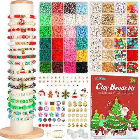 Gionlion 6000 Clay Beads Bracelet Making Kit, 24 Colors Flat Preppy Beads for Friendship Bracelets, Polymer Clay Beads with Charms for Jewelry Making, Crafts Gifts for Girls Ages 6-12